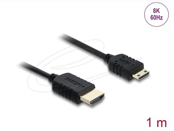 Delock Koaxiální kabel High Speed HDMI HDMI samec na Mini HDMI samec 8K 60 Hz 1 m 81684