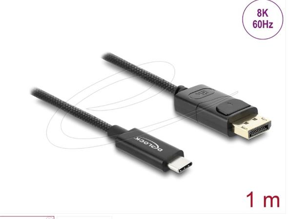 Delock Koaxiální kabel USB Type-C™ na DisplayPort (DP Alt Mode) 4K 60 Hz s pleteným opláštěním 1 m 81701