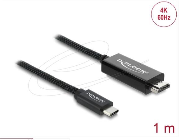 Delock Koaxiální kabel USB Type-C™ na HDMI (DP Alt Mode) 4K 60 Hz s pleteným opláštěním 1 m 81703