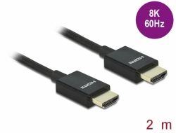 Delock Koaxiální Vysokorychlostní kabel HDMI, 48 Gbps, 8K 60 Hz, černý, 2 m 85385