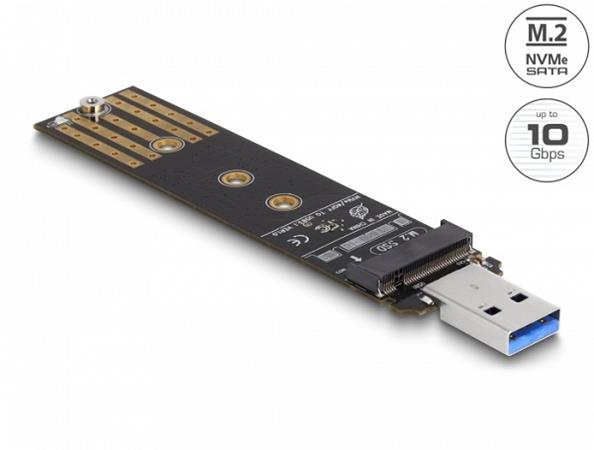 Delock Kombo převodník pro SSD M.2 NVMe PCIe nebo SATA s USB 3.2 Gen 2 64197