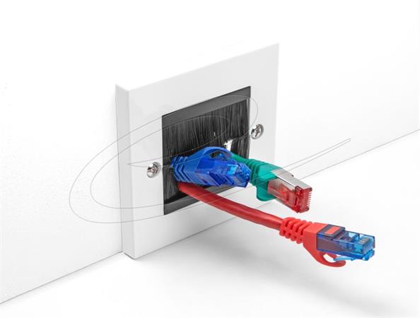 Delock Kryt pro správu kabelů, 86 x 86 mm, s černými kartáčovými pásky 66491