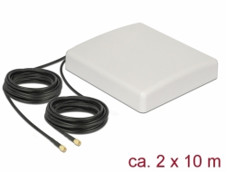 Delock LTE MIMO Antenna 2 x SMA Plug 8 dBi directional with connection cable RG-58 10 m white outdoor 89891