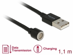 Delock Magnetický USB datový a napájecí kabel cerný 1,1 m 85724