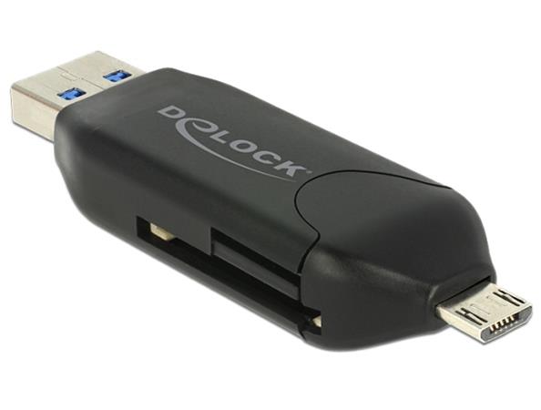 Delock Micro USB OTG čtečka karet + USB 3.0 A male - poškozený obal 91734