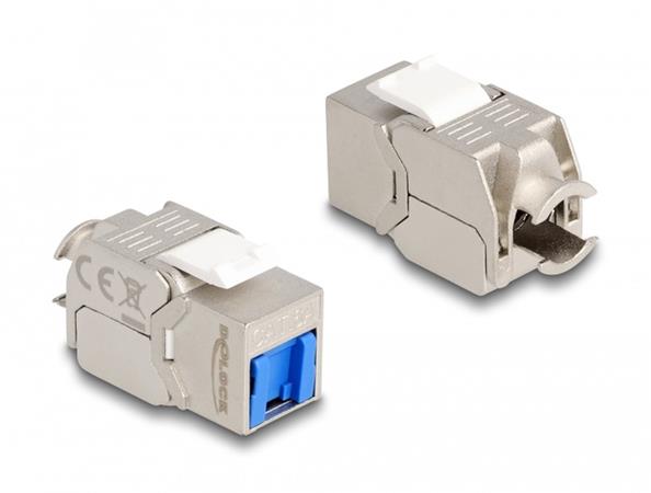Delock Modul Keystone RJ45, ze zásuvky na LSA, Cat.6A, beznástrojový, s modrým protiprachovým krytem 87898