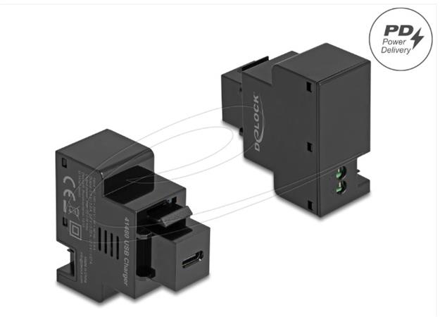 Delock Modul Keystone s nabíjecím portem USB Type-C™, PD 20 W, černá 41480