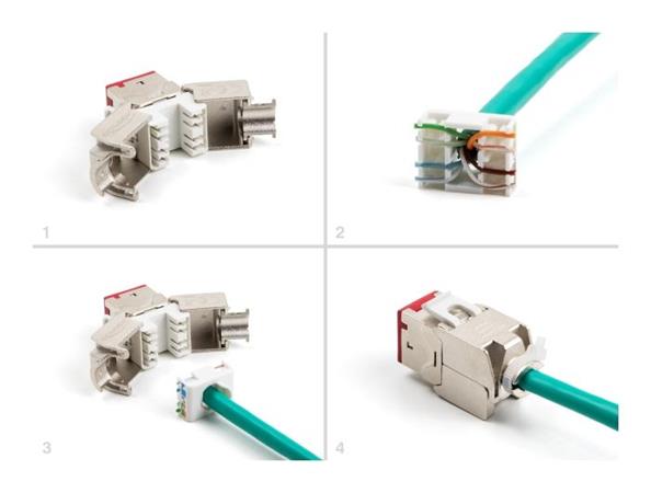 Delock Modul Keystone ze zásuvkového konektoru RJ45 na LSA Cat.6A, beznástrojový, červená, sada 10 kusů 88115