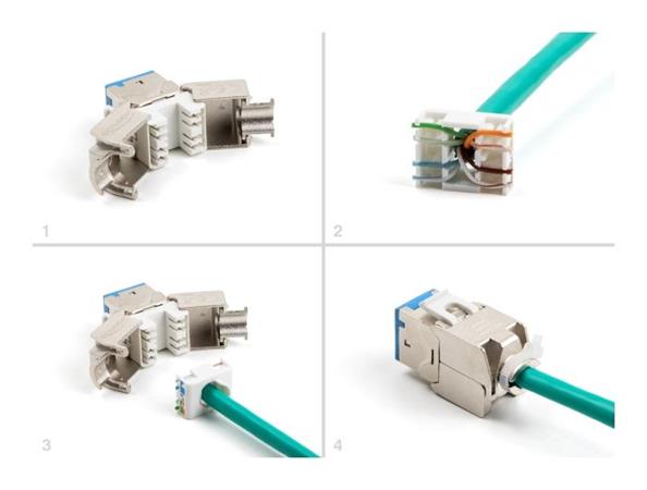 Delock Modul Keystone ze zásuvkového konektoru RJ45 na LSA Cat.6A, beznástrojový, modrý, sada 10 kusů 88113