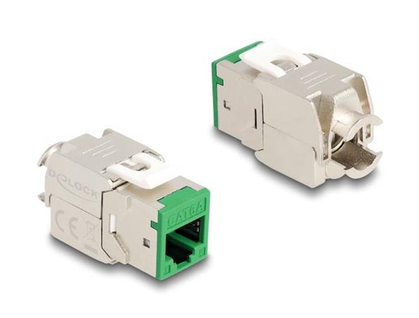 Delock Modul Keystone ze zásuvkového konektoru RJ45 na LSA Cat.6A, beznástrojový, zelený, sada 10 kusů 88116