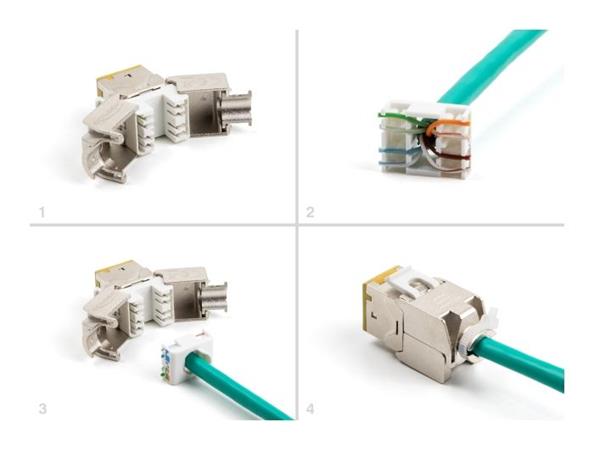 Delock Modul Keystone ze zásuvkového konektoru RJ45 na LSA Cat.6A, beznástrojový, žlutá, sada 10 kusů 88111