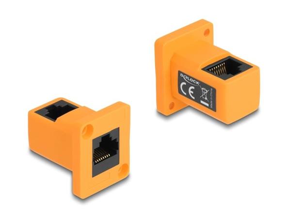 Delock Modul Typu D, ze zásuvky RJ45 na zásuvku, pravoúhlý, 90°, oranžový 87997