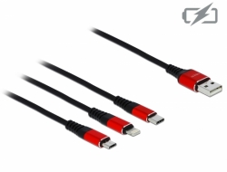 Delock Nabíjecí kabel USB 3 v 1 pro Lightning™ / Micro USB / USB Type-C™, 1 m 85892