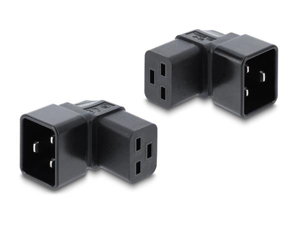 Delock Napájecí adaptér IEC 60320 – z C20 na C19, zástrčka / zásuvka, 16 A, 90°, pravoúhlý 80658