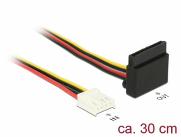 Delock Napájecí kabel Floppy 4 pin samice > SATA 15 pin samice kovová spona 30 cm 85510