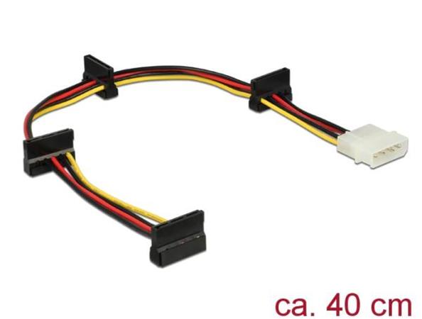Delock Napájecí kabel Molex 4 pin samec > 4 x SATA 15 pin samice 40 cm 60142