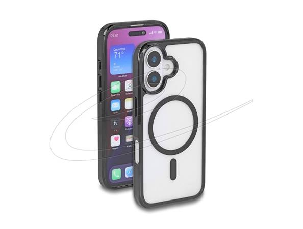 Delock Ochranné pouzdro na iPhone 16 kompatibilní s MagSafe, průhledné a černé 81266