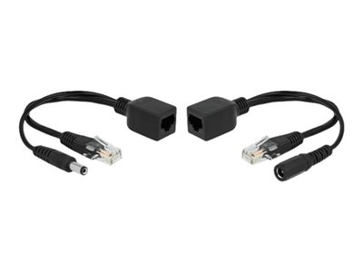 Delock Passive PoE Adapter Set RJ45 DC 5.5 x 2.5 mm - Dávkovač energie - černá (balení 2) 66024
