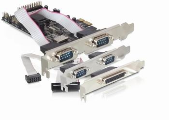 DeLock PCI Express card 4 x serial, 1x parallel - Paralelně-sériový adaptér - PCIe - RS-232 - 4 por 89177