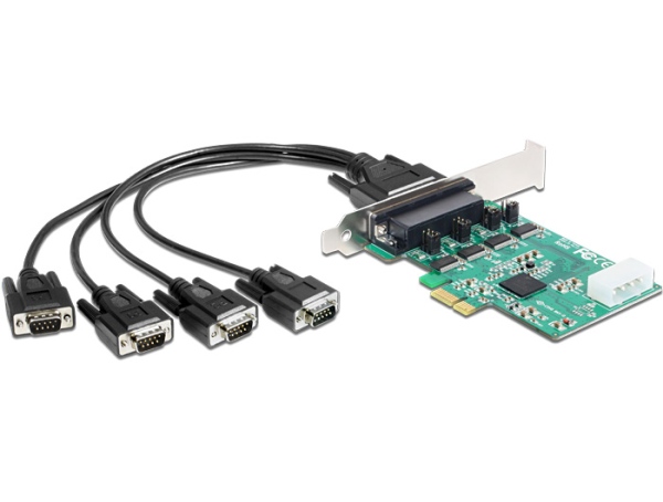 Delock PCI Express Card > 4 x sériový RS-232 High Speed 921K s napájecím napětím 89335