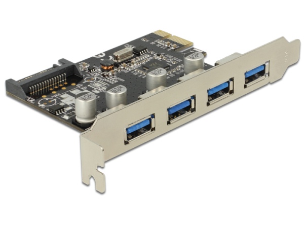 DeLock PCI Express Card > 4 x USB 3.0 - USB adaptér - PCIe 2.0 - USB 3.0 x 4 89297