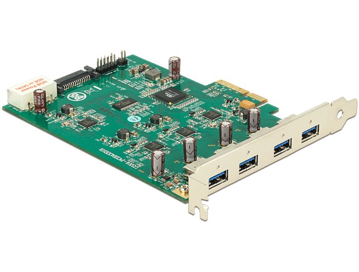 Delock PCI Express Card x4> 4 x externí USB 3.0, (Quad Channel) 89325
