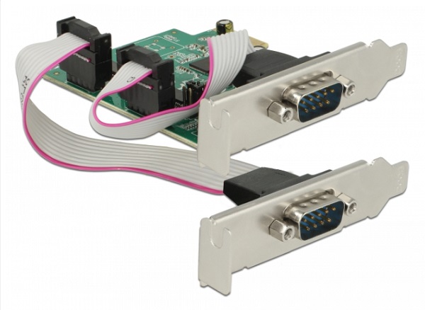 Delock PCI Express Karta > 2 x Sériový RS-232 high speed 921K s volitelným napětím 89641