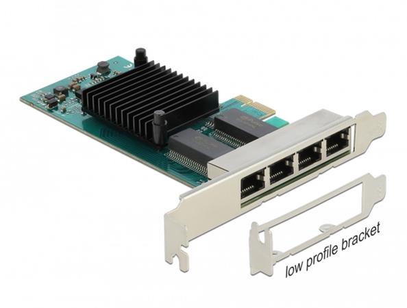 DELOCK, PCI Express x1 Card 4 x RJ45 Gigabit LAN 88504