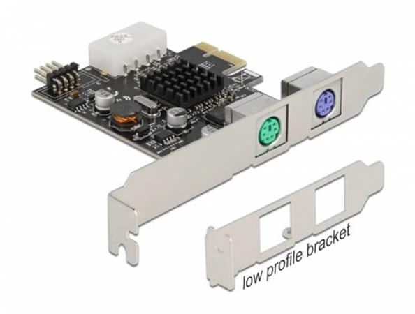 Delock PCI Express x1 Karta na 2 PS/2 a USB pinový konektor - Low Profile 90049