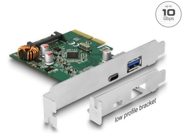 Delock PCI Express x4 Karta na 1 x externí USB Type-C™ samice + 1 x externí USB Typ-A samice SuperSpeed USB 10 Gbp 90299