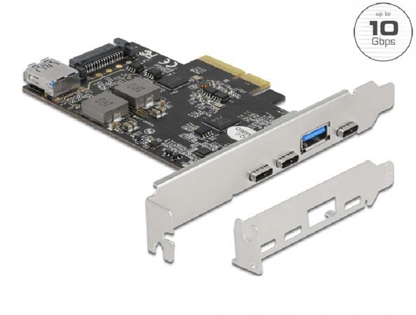 Delock PCI Express x4 Karta na 3 x USB Type-C™ + 2 x USB Typ-A - SuperSpeed USB 10 Gbps - Low Profile 90060