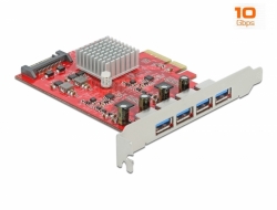 Delock PCI Express x4 Karta na 4 x externí SuperSpeed USB 10 Gbps (USB 3.2 Gen 2) USB Typ-A samice 90481