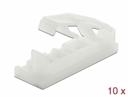 Delock Plochý držák kabelu se zajištovací sponou, samolepicí, šroubovací, prírodní, 10 ks 60179