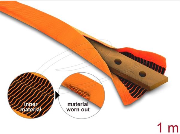Delock Plochý textilní návlek s dvojitou vrstvou 40 x 16 mm pro kabely nebo měděné sběrnice, PET, oranžový, 1 m 19029