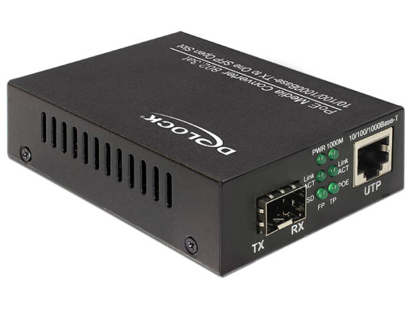 Delock PoE+ Media Converter 10/100/1000Base-T to SFP 86180