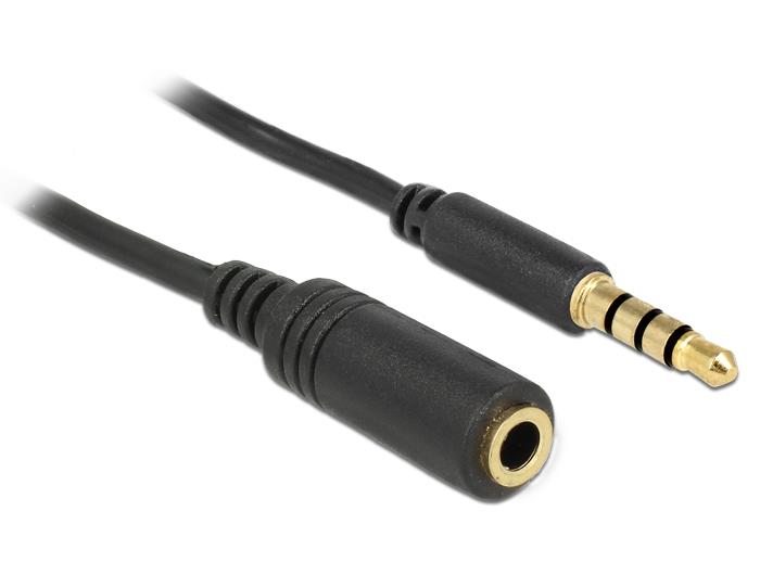 Delock predlžovací kábel audio stereo jack 3.5mm (M) -> iPhone 4pin (F), 5m 84669
