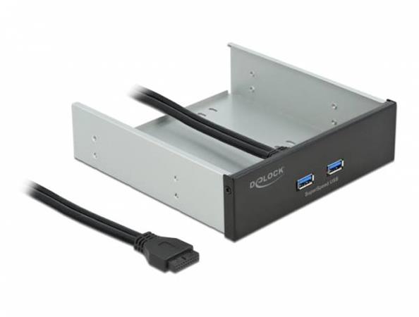 Delock Přední panel rozměru 5.25” se 2 x porty SuperSpeed USB (USB 3.2 Gen 1) Typu-A 61005