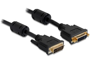DeLOCK - Prodlužovací kabel DVI - DVI-I (M) do DVI-I (F) - 3 m - křídlové šrouby - černá 83108