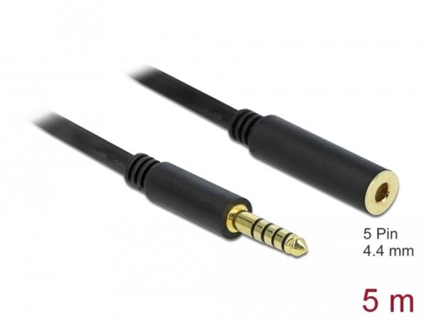 Delock Prodlužovací kabel Stereo Jack 4,4 mm 5 pin samec na samici 5 m černý 85799