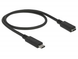 Delock Prodlužovací kabel SuperSpeed USB (USB 3.1 Gen 1) USB Type-C™ samec > port samice 3 A 0,5 m černý 85532
