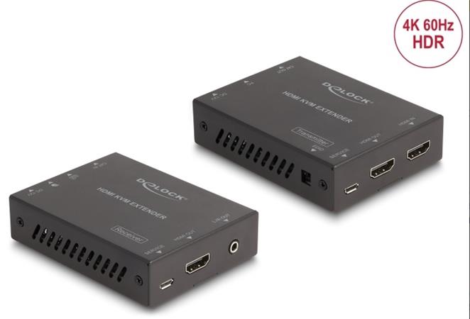 Delock Prodlužovací sada HDMI KVM po kabelu Cat.6, 4K 60 Hz, 70 m 65957