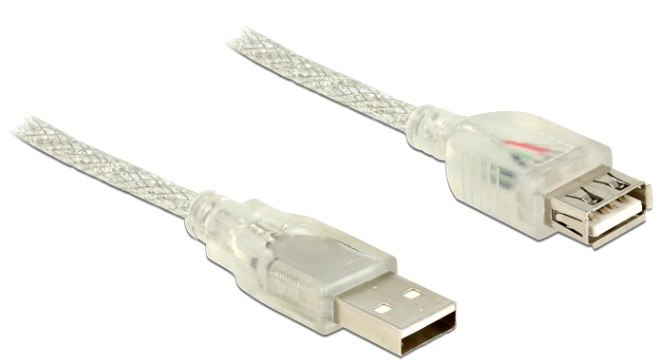 DeLOCK - Prodlužovací šňůra USB - USB (F) do USB (M) - USB 2.0 - 5 m - průhledná 83885