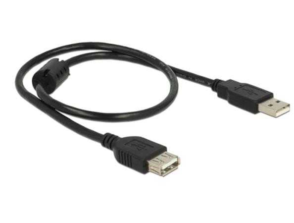 DeLOCK - Prodlužovací šňůra USB - USB (F) do USB (M) - USB 2.0 - 50 cm - lisovaný - černá