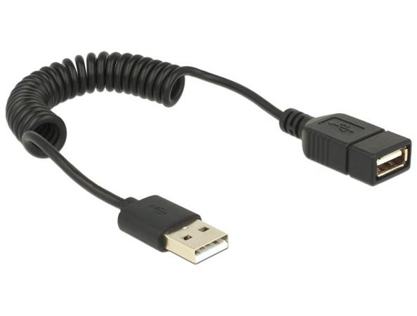 DeLOCK - Prodlužovací šňůra USB - USB (M) do USB (F) - 60 cm - svinutý - černá 83163