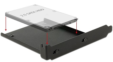 DeLOCK - Rámeček pevného disku s PCI slotem - kapacita: 1x 2,5" pevný disk - černá 18212