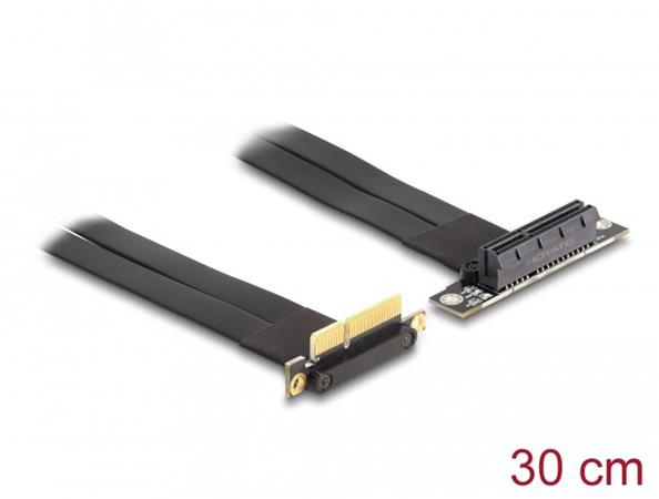 Delock Riser karta PCI Express, ze zástrčky x4 90° pravoúhlý na slot x4 90° pravoúhlý, s kabelem, délka 30 cm 88044