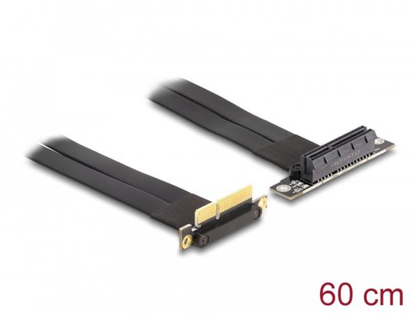 Delock Riser karta PCI Express, ze zástrčky x4 90° pravoúhlý na slot x4 90° pravoúhlý, s kabelem, délka 60 cm 88045