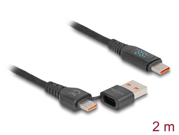 Delock Rychlonabíjecí kabel USB 2.0 ze zástrčkového rozhraní USB Type-C™ + USB Typ-A na zástrčkové rozhraní USB Ty 88137