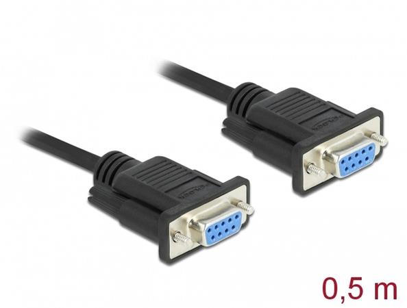 Delock Serial Cable RS-232 D-Sub 9 female to female null modem with narrow plug housing - Full Handshaking - 0.5 m 87308