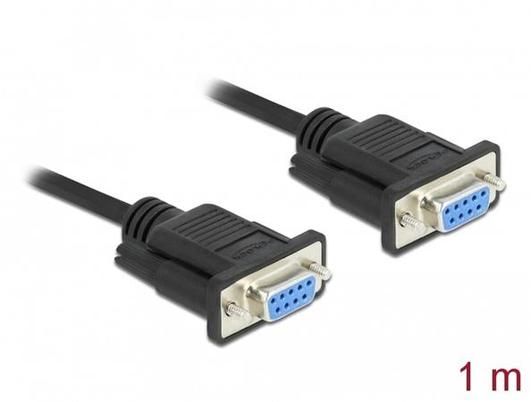 Delock Serial Cable RS-232 D-Sub 9 female to female null modem with narrow plug housing - Full Handshaking - 1 m 87278